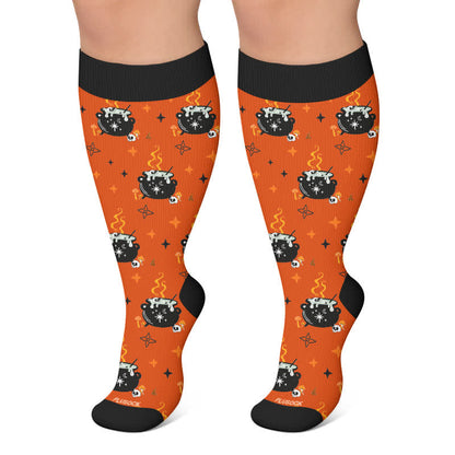 Chaussettes de compression grande taille Ghost Witch Black Cat - Orange - 4XL - image 6