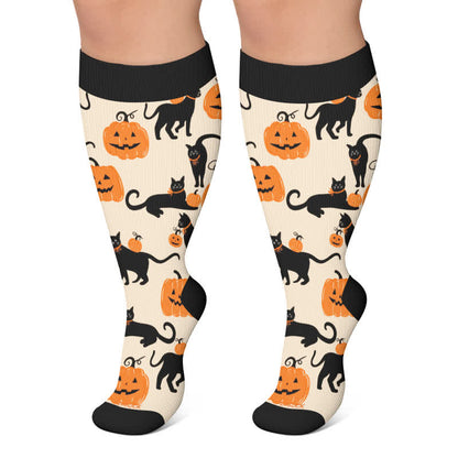 Chaussettes de compression grande taille Ghost Witch Black Cat - Abricot - 4XL - image 5