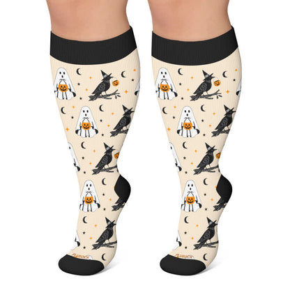 Chaussettes de compression grande taille Ghost Witch Black Cat - Beige - 4XL - image 4