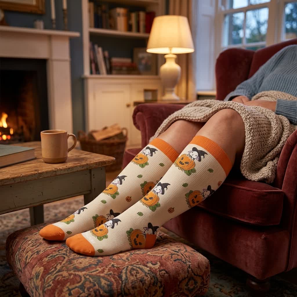 Chaussettes de compression grande taille pour sorcières, chats et lapins - image 2