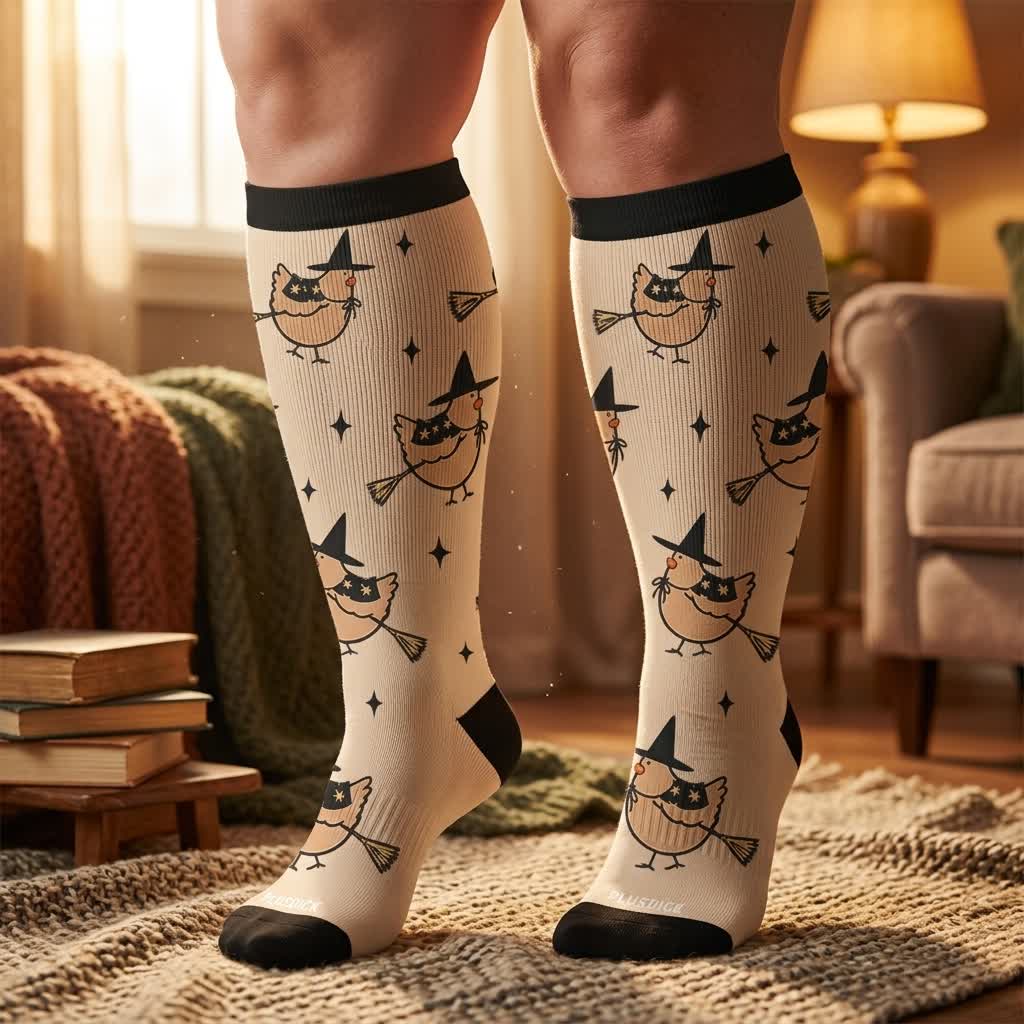 Chaussettes de compression Pumpkin Witch grande taille - image 1