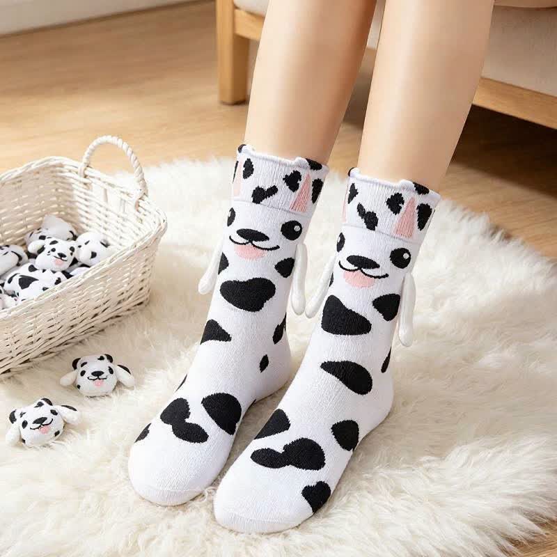 Chaussettes douillettes à motif animal tenant une main (2 paires) - UN - UE36-41 (US3-8) - image 1