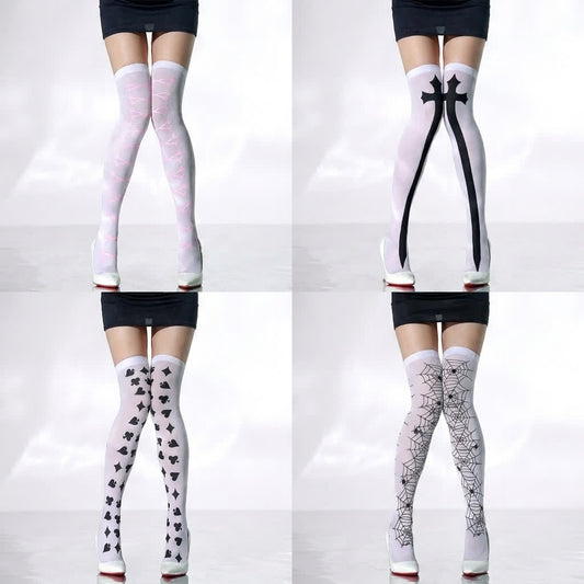 Chaussettes hautes transparentes pour Halloween (4 paires) - A+B+C+D - UE36-43 (US3-9) - image 0