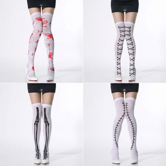 Chaussettes hautes pour fête d'Halloween (4 paires) - A+B+C+D - UE36-43 (US3-9) - image 0
