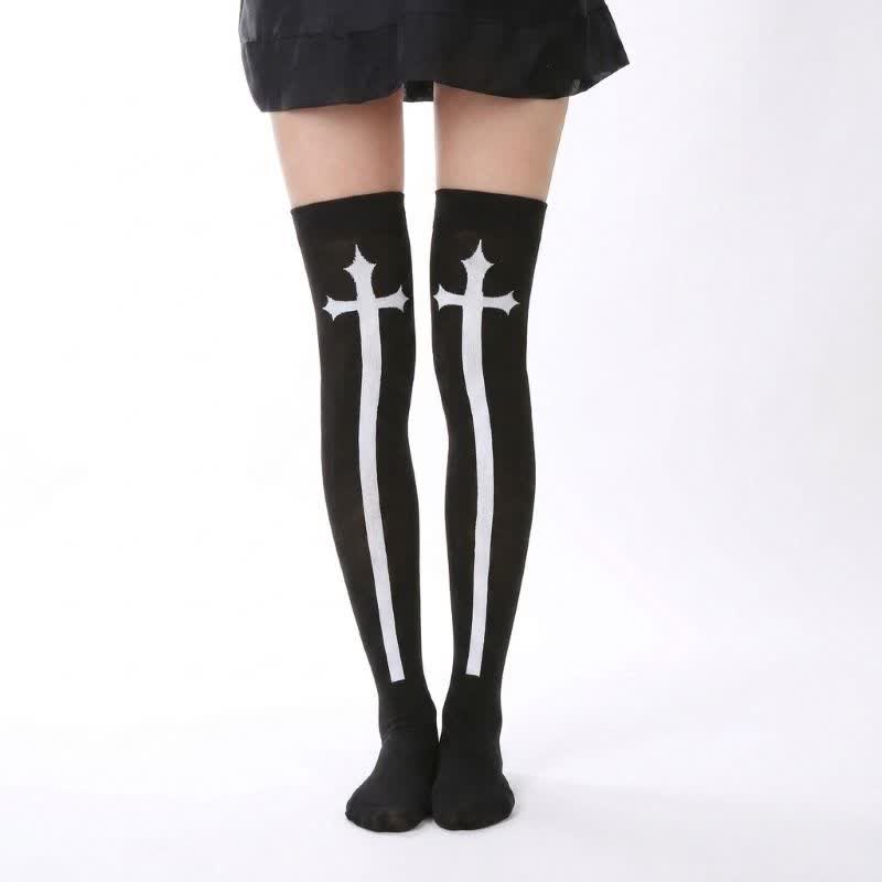 Chaussettes hautes amusantes à motif squelette pour Halloween (3 paires) - B - UE36-43 (US3-9) - image 2