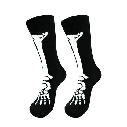 Chaussettes mi-mollet en coton à motif squelette d'Halloween (3 paires) - UN - UE36-43 (US3-9) - image 0