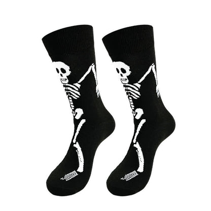 Chaussettes mi-mollet en coton à motif squelette d'Halloween (3 paires) - B - UE36-43 (US3-9) - image 1