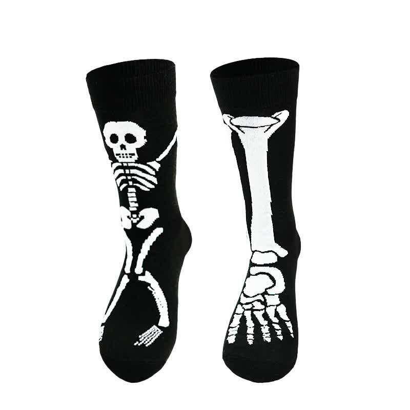 Chaussettes mi-mollet en coton à motif squelette d'Halloween (3 paires) - C - UE36-43 (US3-9) - image 2