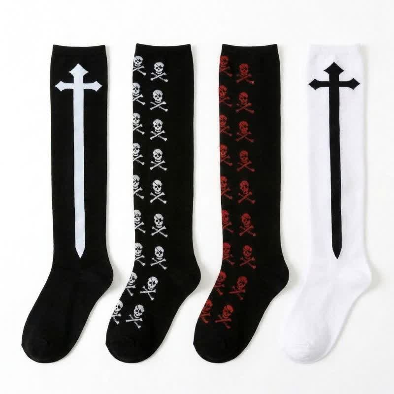 Chaussettes hautes amusantes pour Halloween (4 paires) - Multicolore - UE36-43 (US3-9) - image 0