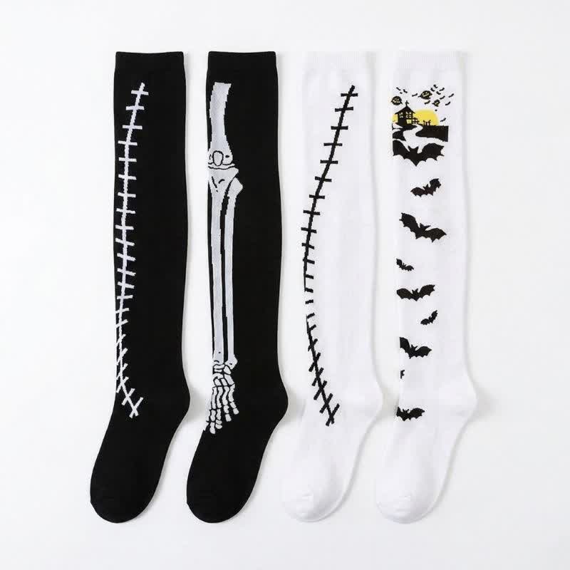 Chaussettes hautes pour fête d'Halloween (4 paires) - Multicolore - UE36-43 (US3-9) - image 0