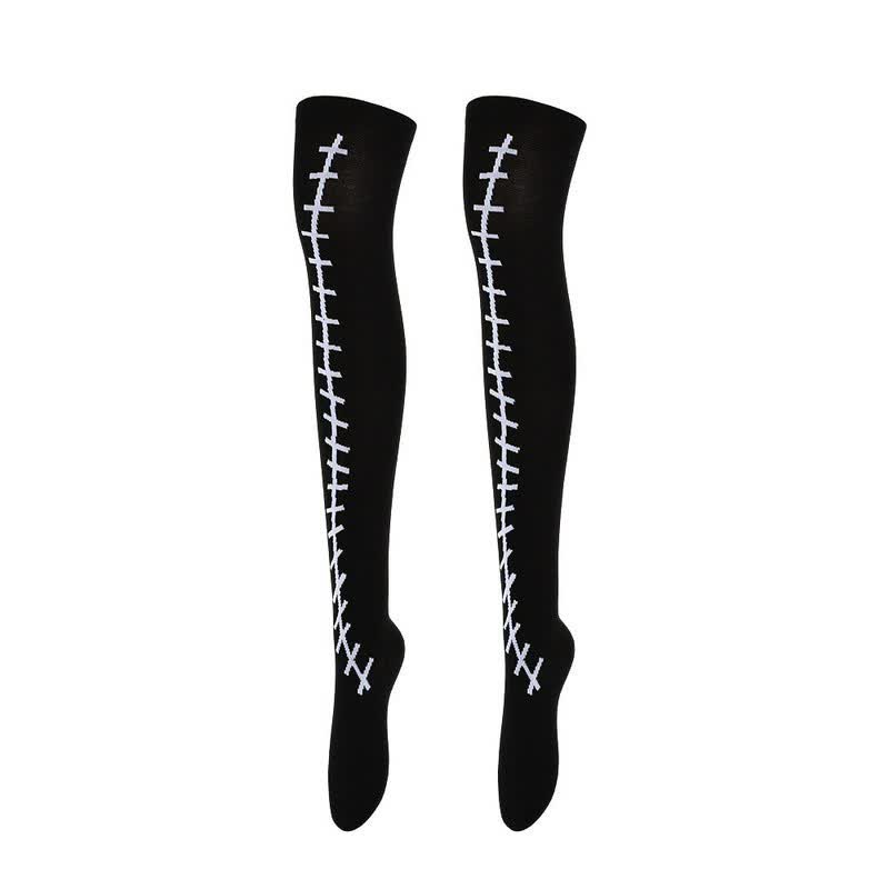Chaussettes hautes pour fête d'Halloween (4 paires) - UN - UE36-43 (US3-9) - image 1