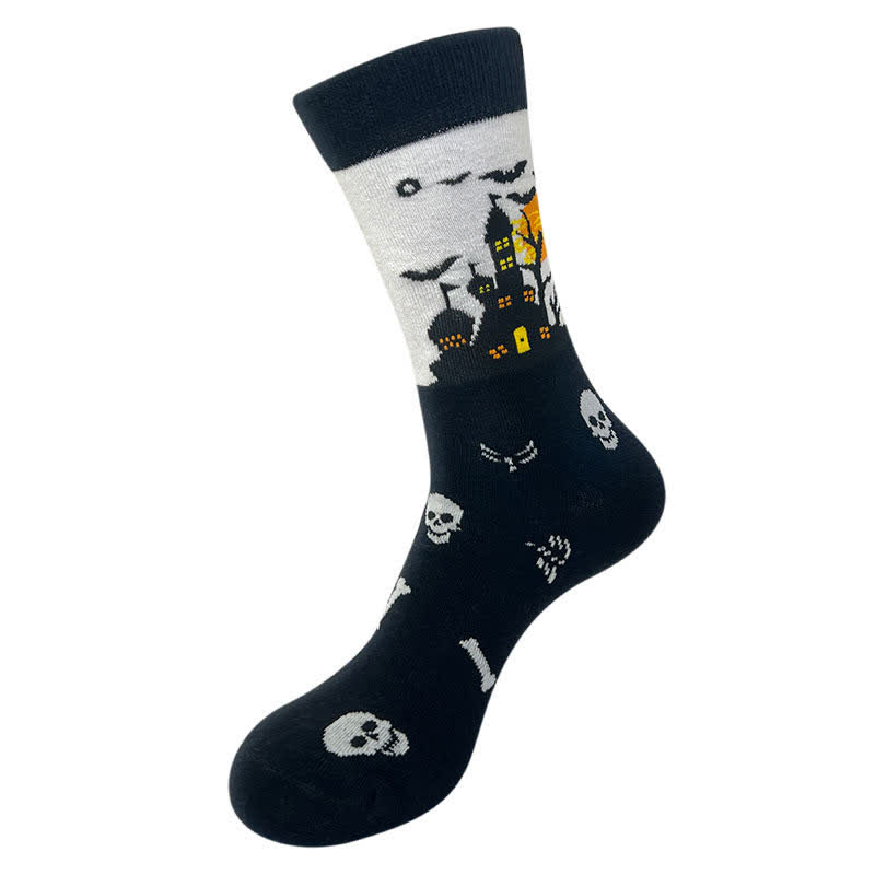 Chaussettes montantes à imprimé toile d'araignée pour Halloween (5 paires) - B - UE36-43 (US3-9) - image 2