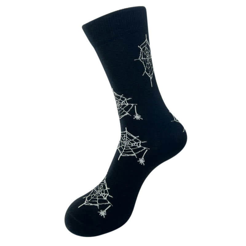 Chaussettes montantes à imprimé toile d'araignée pour Halloween (5 paires) - UN - UE36-43 (US3-9) - image 1