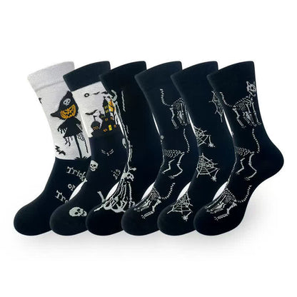 Chaussettes montantes à imprimé toile d'araignée pour Halloween (5 paires) - Multicolore - UE36-43 (US3-9) - image 6