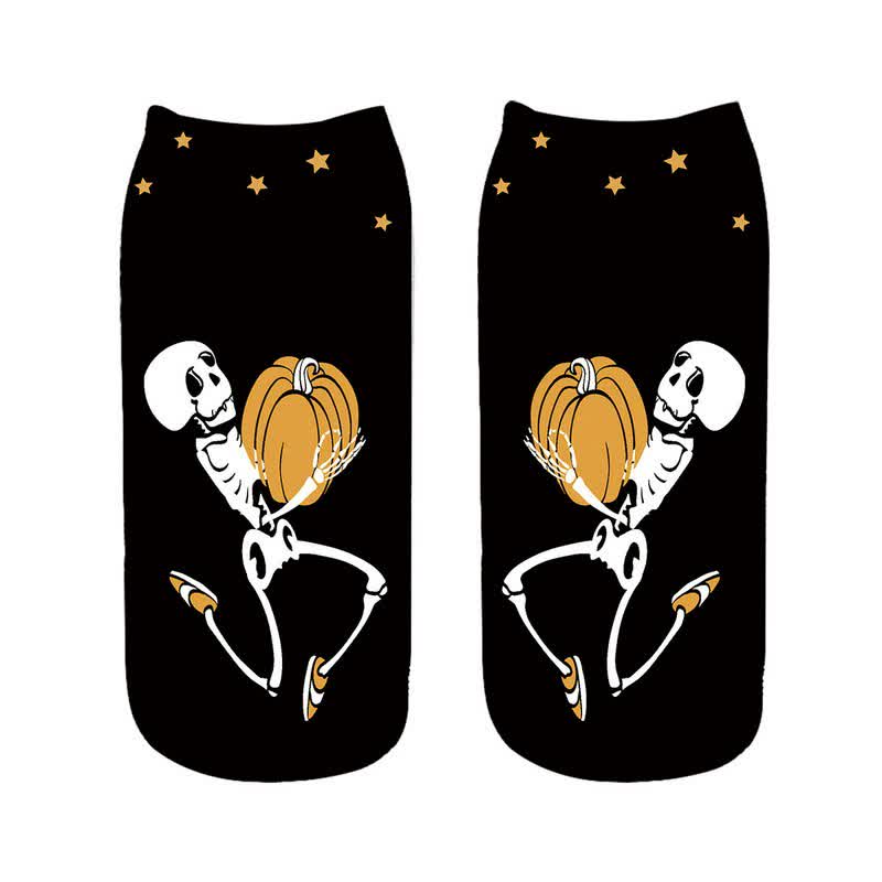 Chaussettes courtes squelette d'Halloween jouant du saxophone (5 paires) - C - UE36-43 (US3-9) - image 3