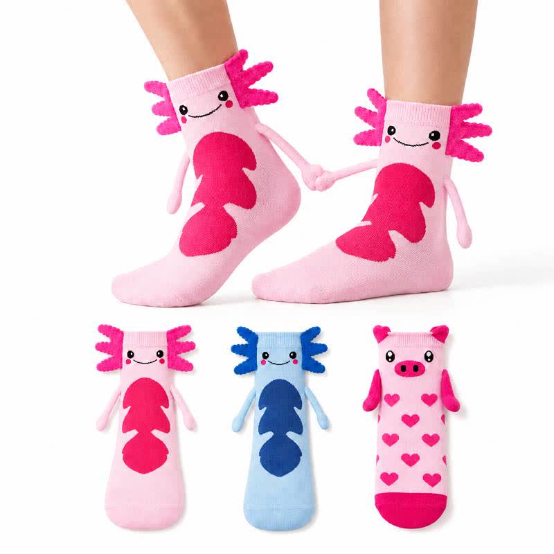 Chaussettes mignonnes en polyester et coton avec détails en peluche 3D (2 paires) - image 0
