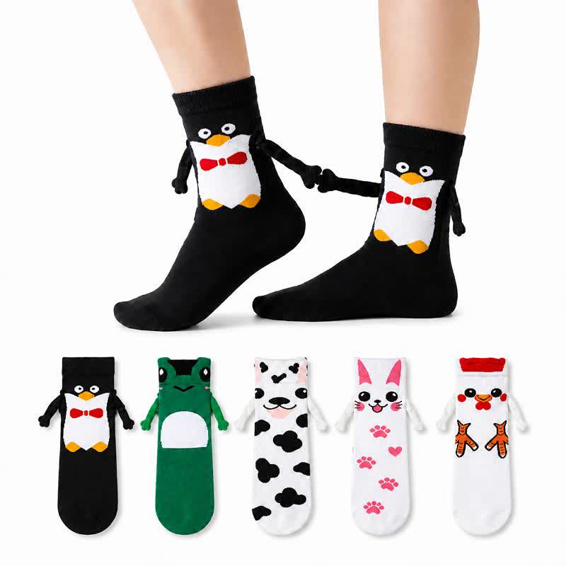 Chaussettes douillettes à motif animal tenant une main (2 paires) - image 0