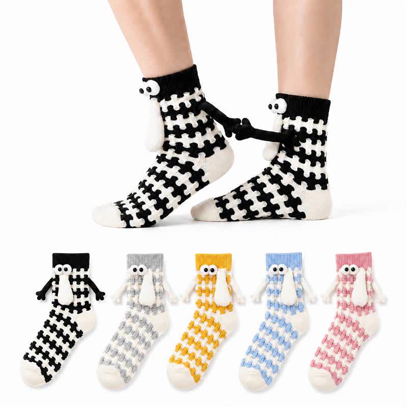 Chaussettes tricotées à motif pied-de-poule en peluche (5 paires) - Multicolore - 42(US2-8) - image 0