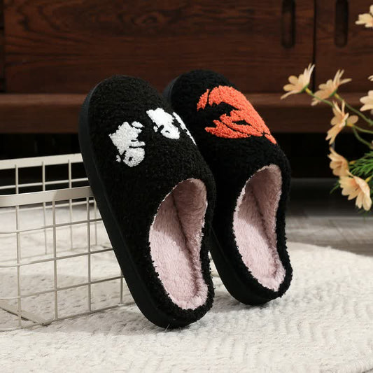 Pantoufles en peluche fantôme et citrouille pour Halloween - Noir - EU44-45(US10-11) - image 0