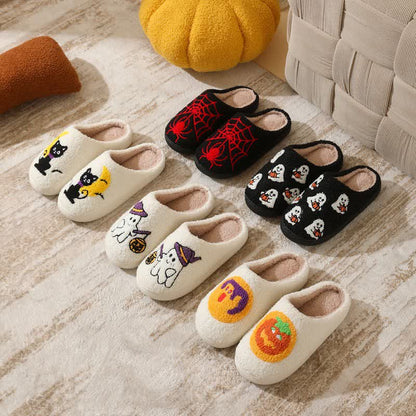 Pantoufles en peluche pour Halloween, sorcière fantôme et lanterne - image 0