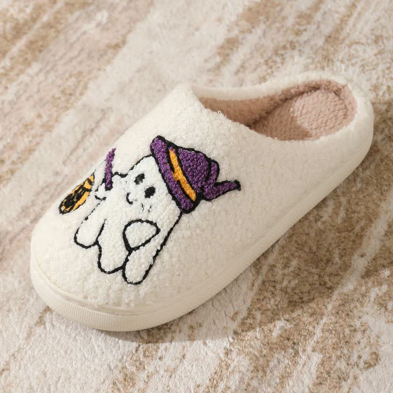 Pantoufles en peluche pour Halloween, sorcière fantôme et lanterne - image 7