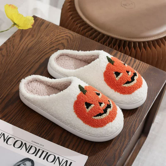 Pantoufles en peluche citrouille d'Halloween - UN - EU44-45(US10-11) - image 0