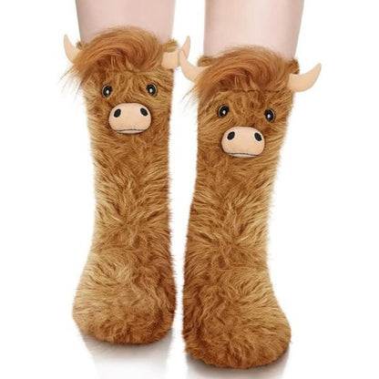 Chaussettes-chaussons confortables à motif vache des Highlands - image 4