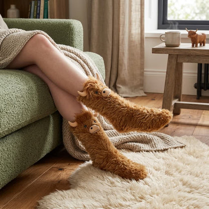 Chaussettes-chaussons confortables à motif vache des Highlands - image 7