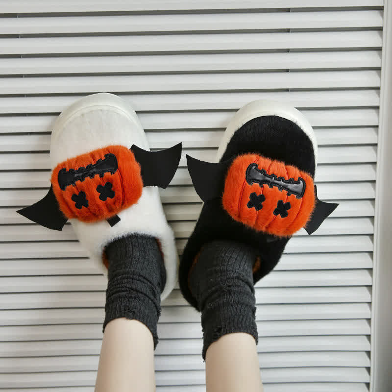 Pantoufles citrouille chauve-souris d'Halloween - image 0