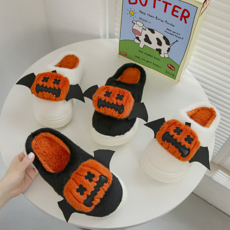 Pantoufles citrouille chauve-souris d'Halloween - image 1