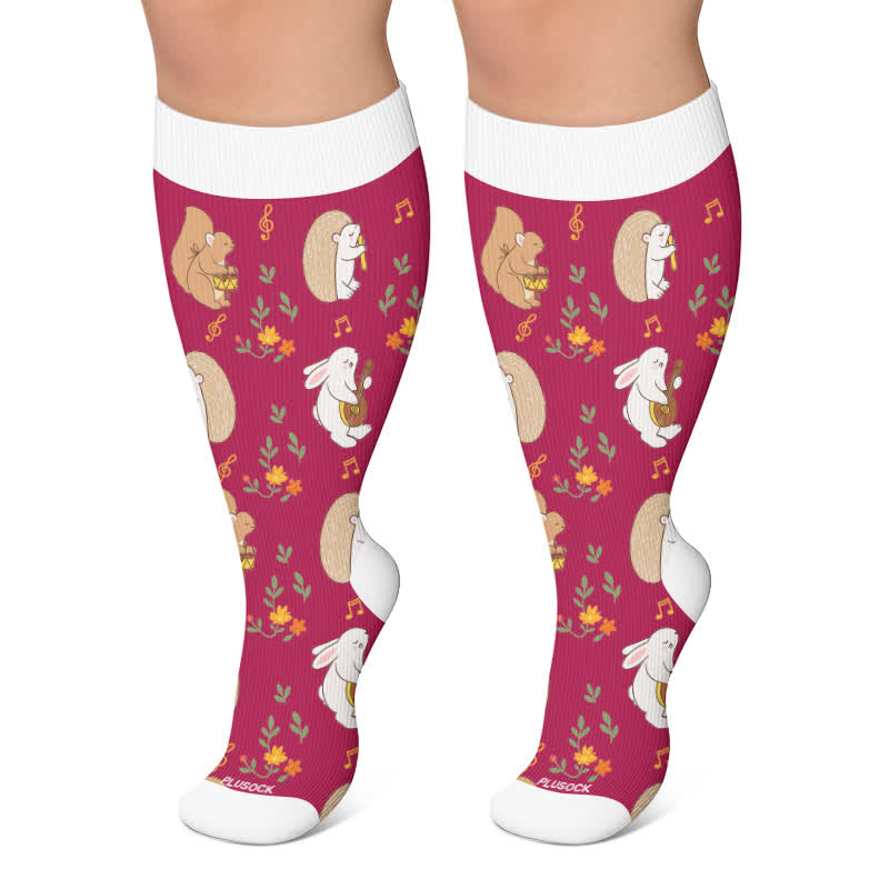 Chaussettes de compression grandes tailles Automne Citrouille Fantôme - Fuchsia - 4XL - image 5