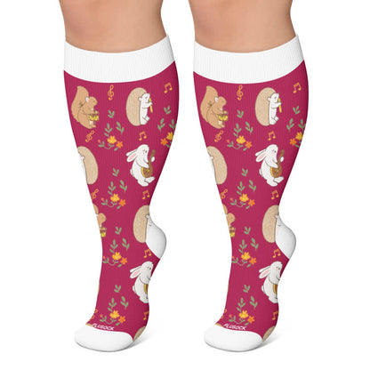 Chaussettes de compression grandes tailles Automne Citrouille Fantôme - Fuchsia - 4XL - image 5