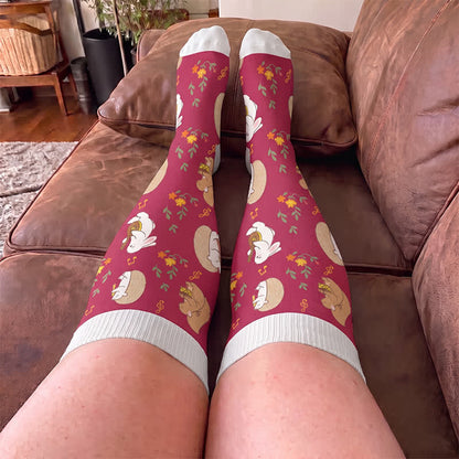 Chaussettes de compression grandes tailles Automne Citrouille Fantôme - image 1