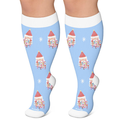 Chaussettes de compression Casse-Noisette Père Noël grandes tailles - Bleu clair - 4XL - image 4