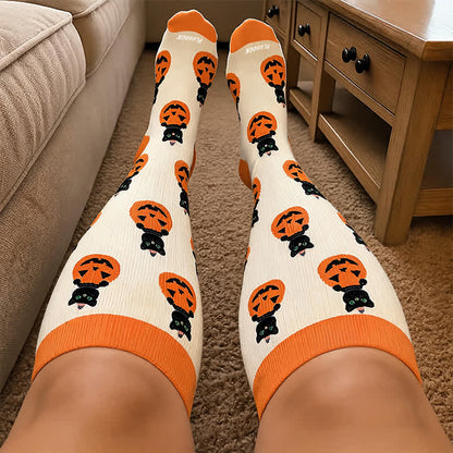 Chaussettes de compression grandes tailles Pumpkin Cat - image 3