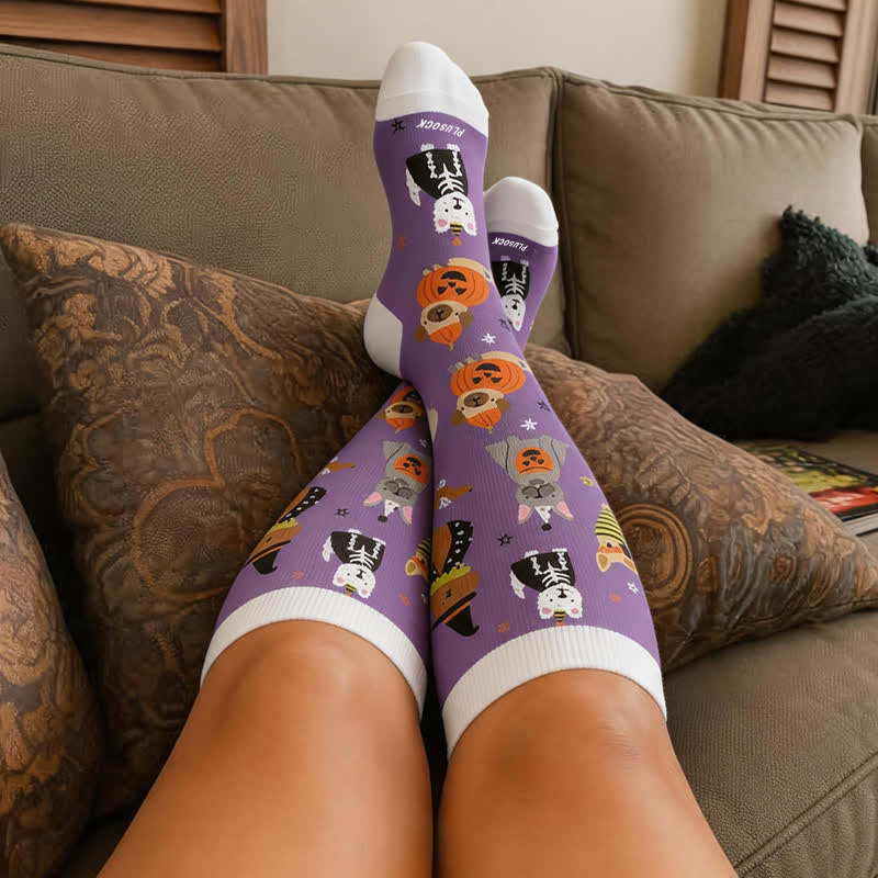 Chaussettes de compression grandes tailles à motifs chats effrayants - image 1