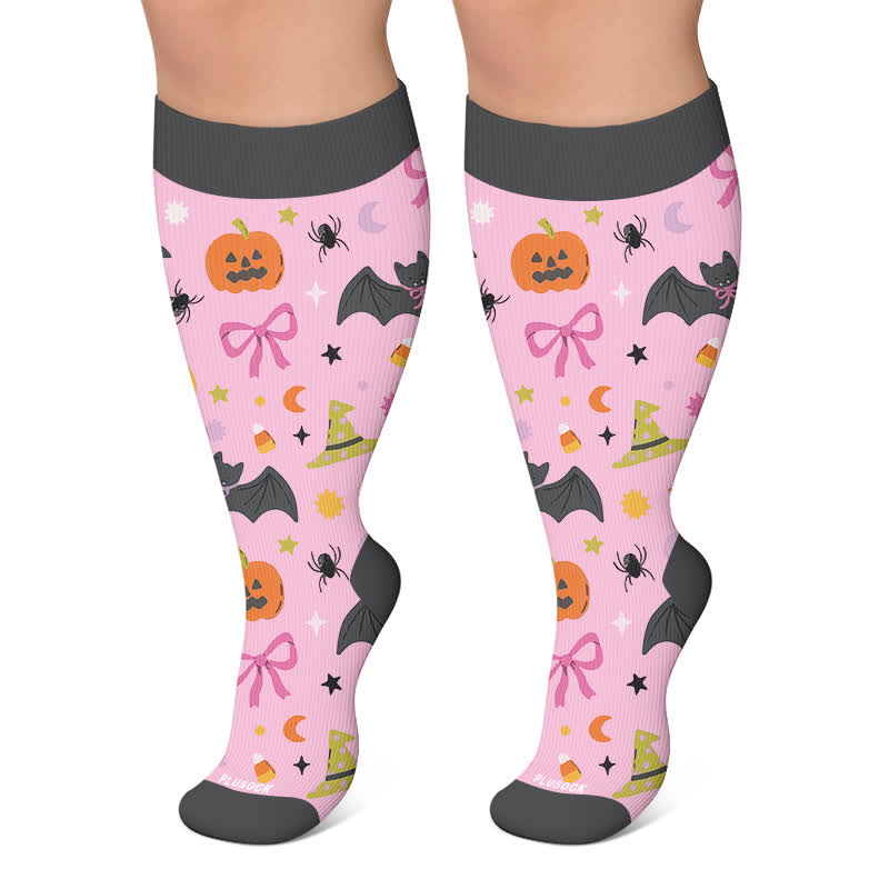 Chaussettes de compression grandes tailles à motifs chats effrayants - Rose - 4XL - image 5