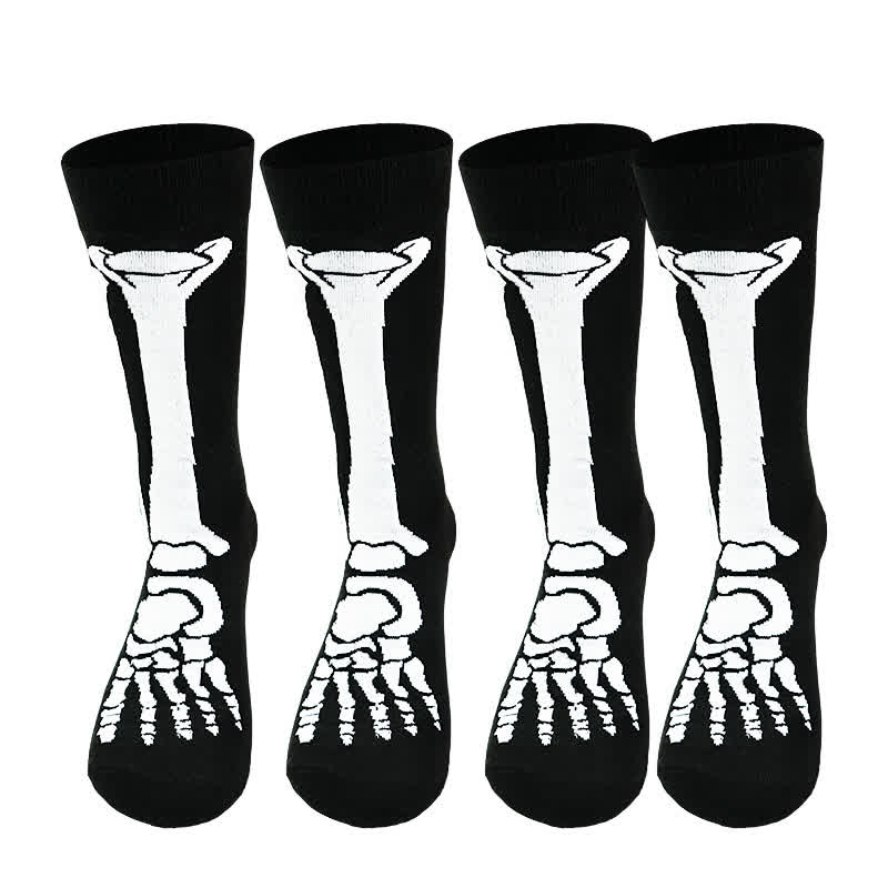 Chaussettes mi-mollet en coton à motif squelette d'Halloween (3 paires) - image 6