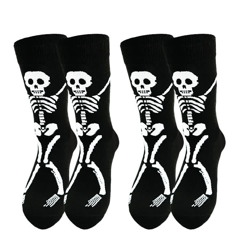 Chaussettes mi-mollet en coton à motif squelette d'Halloween (3 paires) - image 3