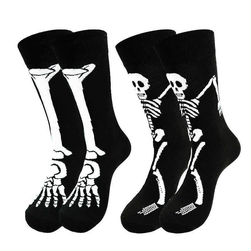 Chaussettes mi-mollet en coton à motif squelette d'Halloween (3 paires) - image 5