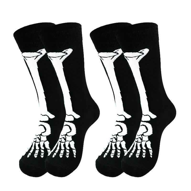 Chaussettes mi-mollet en coton à motif squelette d'Halloween (3 paires) - image 4