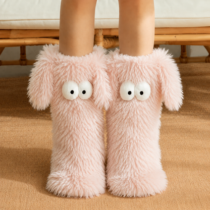 Chaussettes-chaussons à yeux de dessin animé - Rose - EU37-45 (US4-11) - image 1