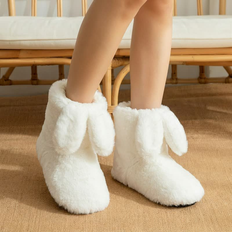 Chaussettes-chaussons en peluche à oreilles de lapin roses tombantes - Blanc - EU43-44(US9-10) - image 4
