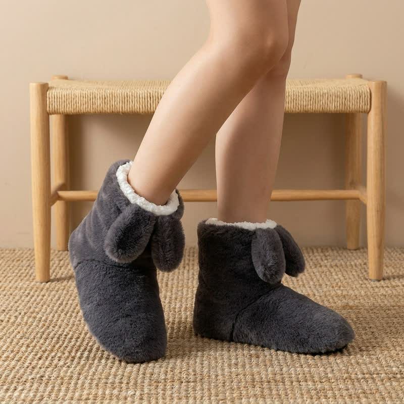Chaussettes-chaussons en peluche à oreilles de lapin roses tombantes - Gris foncé - EU43-44(US9-10) - image 3