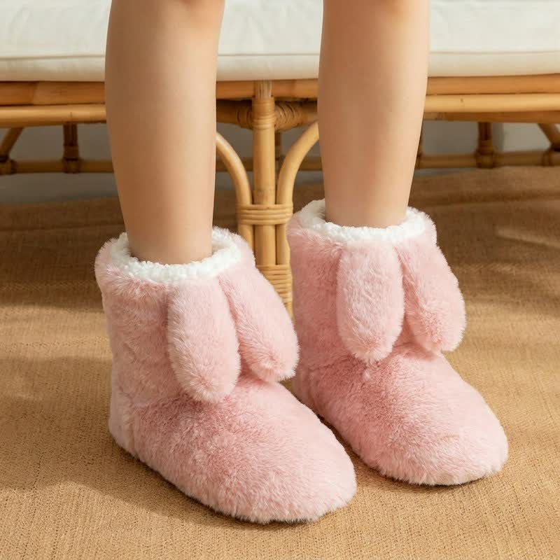 Chaussettes-chaussons en peluche à oreilles de lapin roses tombantes - Rose - EU43-44(US9-10) - image 2