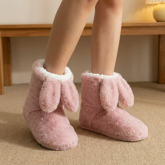 Chaussettes-chaussons en peluche à oreilles de lapin roses tombantes - Rose foncé - EU43-44(US9-10) - image 0