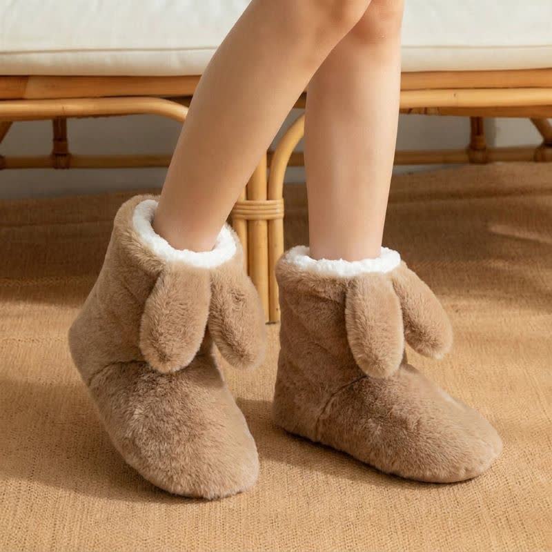 Chaussettes-chaussons en peluche à oreilles de lapin roses tombantes - Chameau - EU43-44(US9-10) - image 6