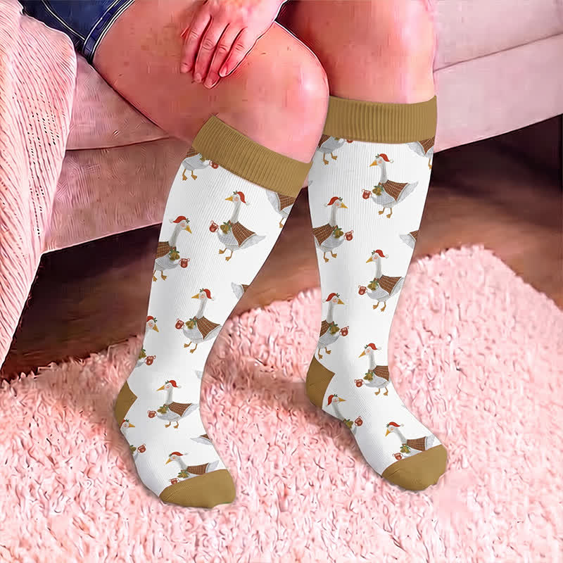 Chaussettes de compression grandes tailles à motifs animaux de Noël - image 3