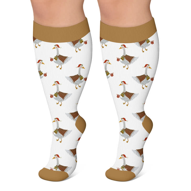 Chaussettes de compression grandes tailles à motifs animaux de Noël - Café - 4XL - image 5