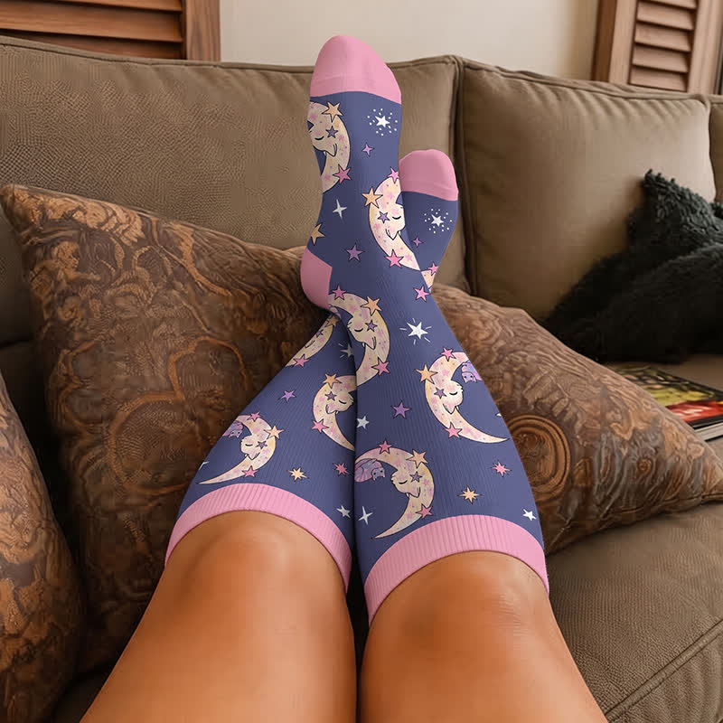 Chaussettes de compression Moonlit Kitty grandes tailles - image 1